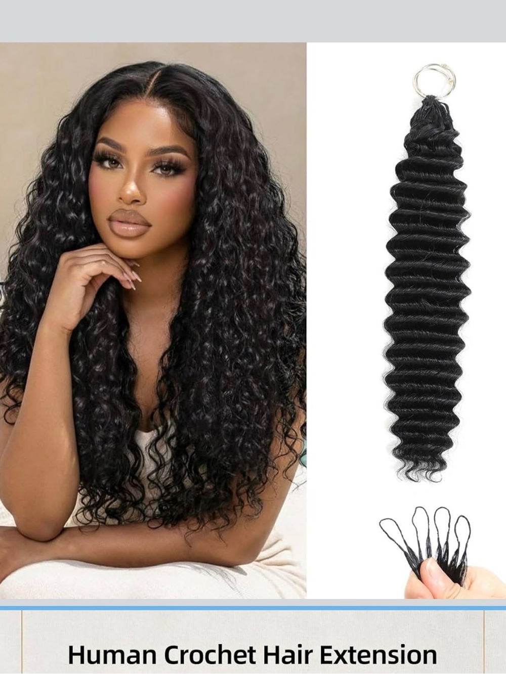 Human Crochet Hair 18 Inch 60g 50 Strands Deep Curly Miracle Knots